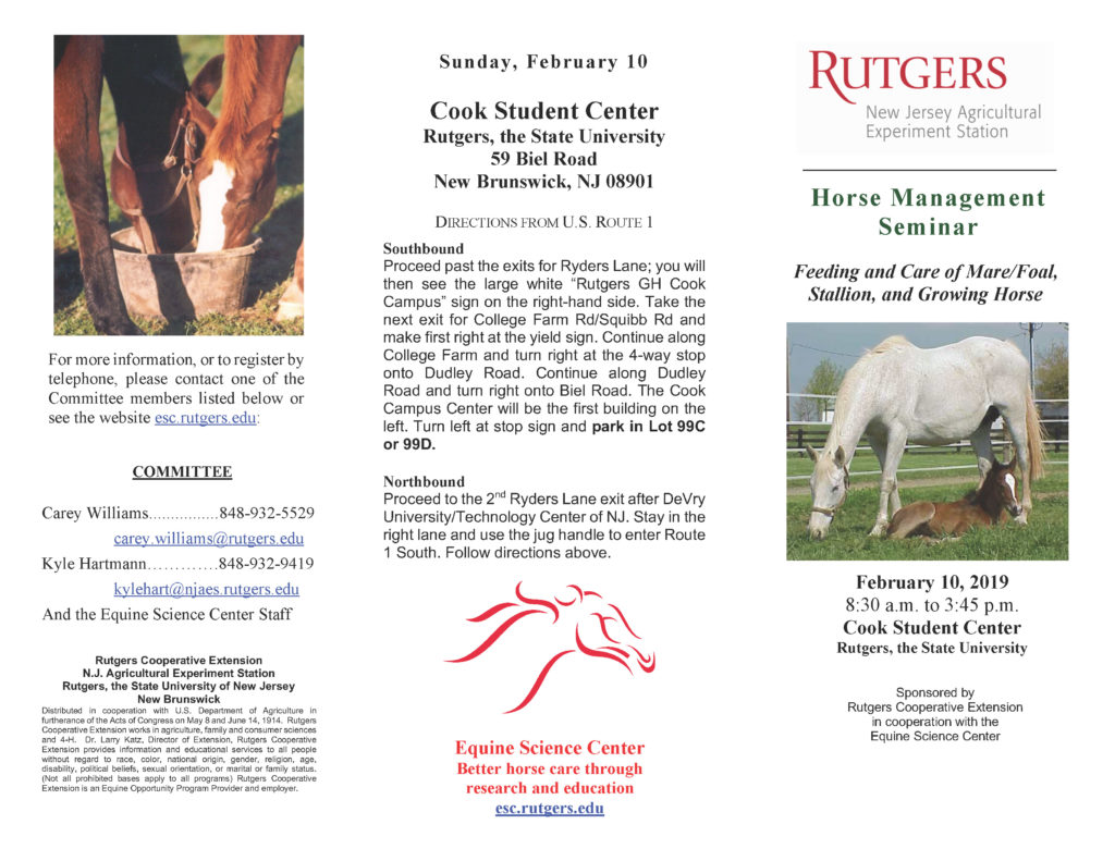 RU Attending the Horse Management Seminar? Equine Science Center