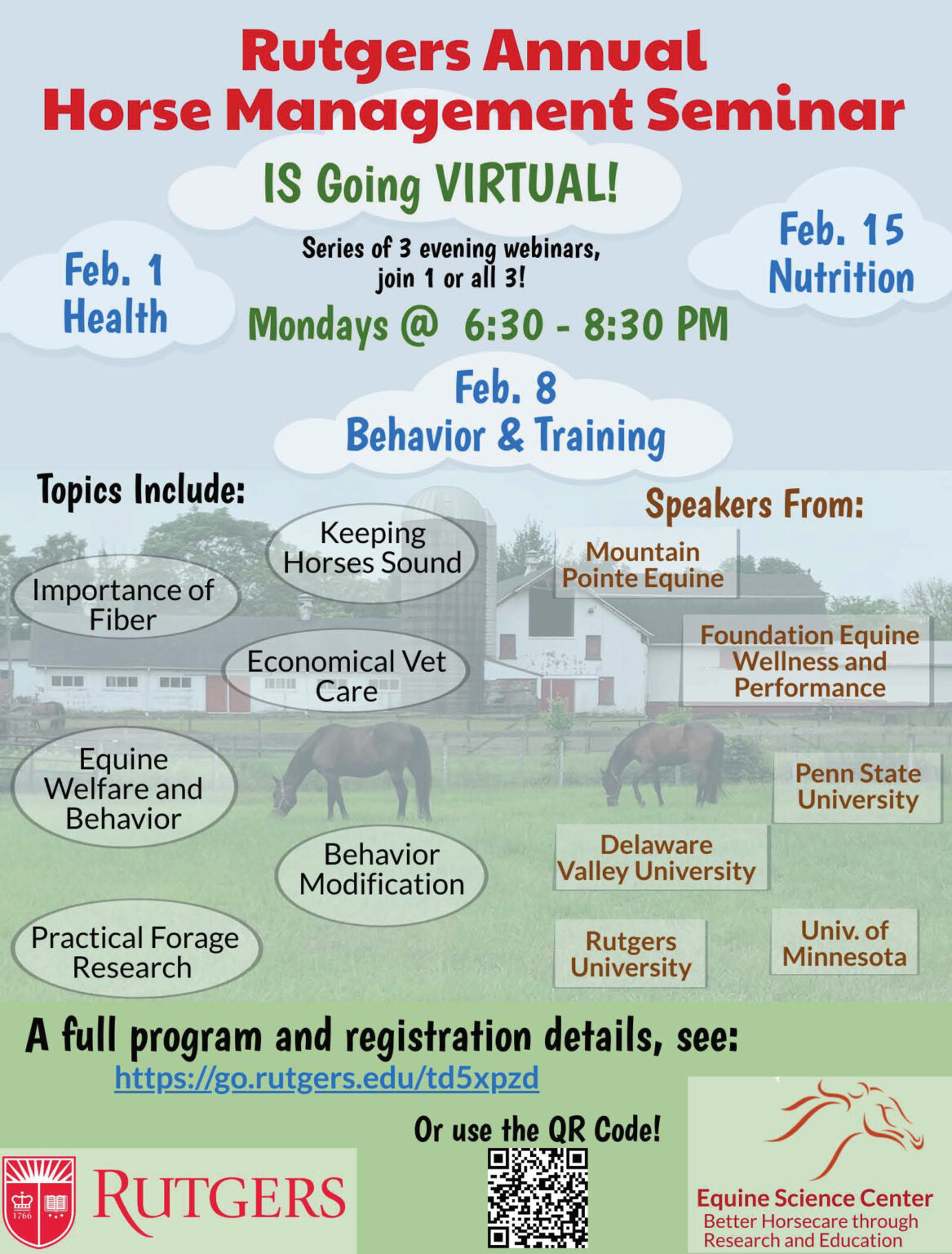 Press Release Rutgers’ Annual Horse Management Seminar Goes Virtual